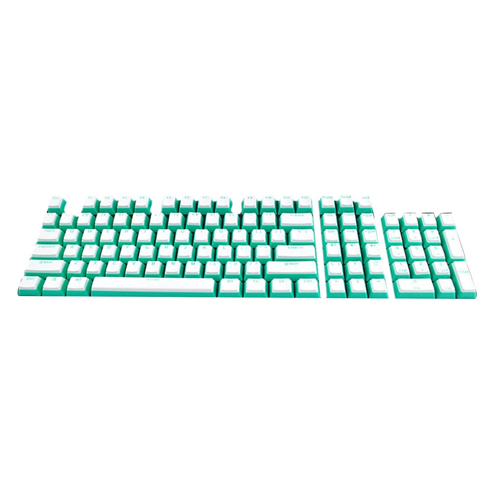 104pcs Key Caps Dual Colors Gaming Keyboard Keycaps PBT Wear-Resistant Universal Mechanical Keyboard Keycaps for Computer - White Cyan