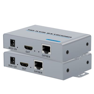 HDMI KVM USB Extender Over Single CAT 5E/6/7 Cable 1080P HD Transmitter Receiver 100m RJ45 Network HDMI KVM Extender with 2 USB Out for PC DVD HDTV