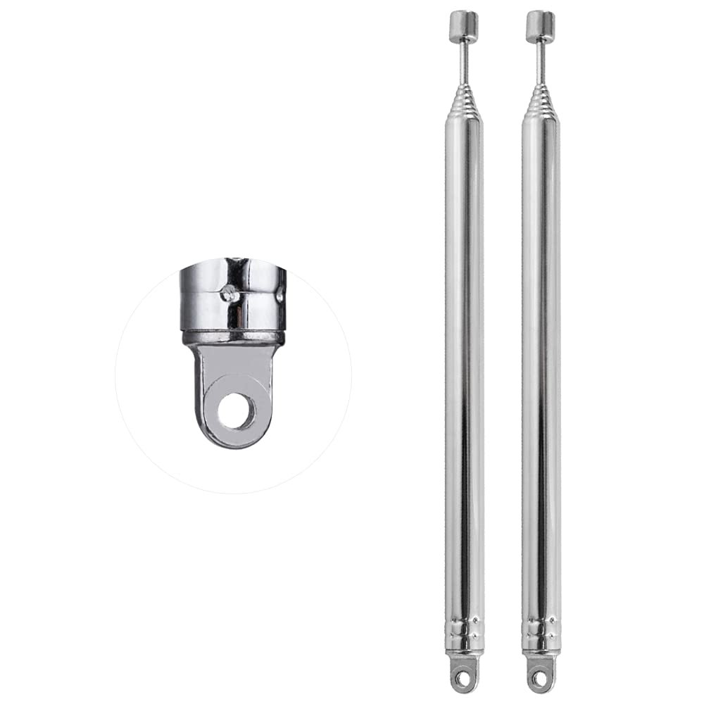 POBADY 2 PCS Radio Antenna FM Portable Telescopic 8 Section Antenna 72CM/28.3IN for TV Radio DAB FM/AM Stereo Reception