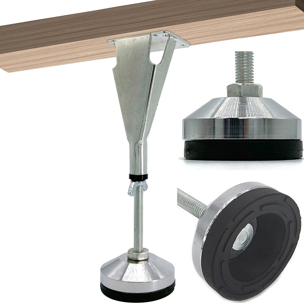 2 Pack Adjustable Height Bed Support Legs - Heavy Duty Steel, Suitable for Bed Frames, Center Slats, Cabinets & Furniture