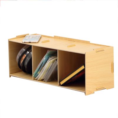 DCFV CD Rack Wooden Storage Rack Wooden Storage Box Assembled Creative Display Rack CD Storage Cabinet Record Rack 4 Color (Color : Wood Color)