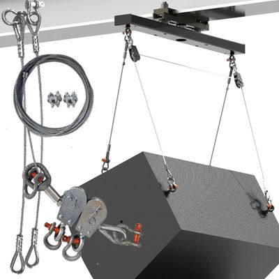 Adaptive Technologies TCK2-018-S Silver Double Pulley Speaker Tilt Cable Kit Assembly, 18 Inch