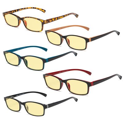 Eyekepper 5 Pairs Comfort Computer Reading Glasses for Women Men Blue Light Blocking Readers Yellow Tinted +2.50
