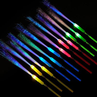 Kasyat 10 Pieces Glow Fiber Wands Sticks Light up Fiber Optic Wands LED Colorful Flashing Sticks Sparklers Accessories for Wedding Neon Party Favors 4th of July Supplies(Classic Color)