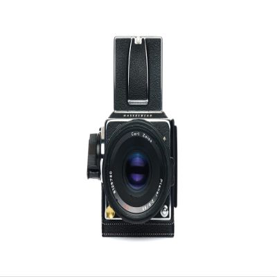 500CM Case, BolinUS Handmade Genuine Real Leather Half Camera Case Bag Cover for Hasselblad 500CM (Black with White Stitch)