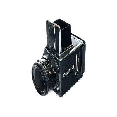 500CM Case, BolinUS Handmade Genuine Real Leather Half Camera Case Bag Cover for Hasselblad 500CM (Black with Black Stitch)