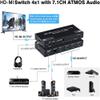 4K HDMI Switcher with Audio Extractor,HD 1080P 4 in 1 Out HDMI Switcher with ARC SPDIF Converter ,3.5mm Stereo Audio view 3