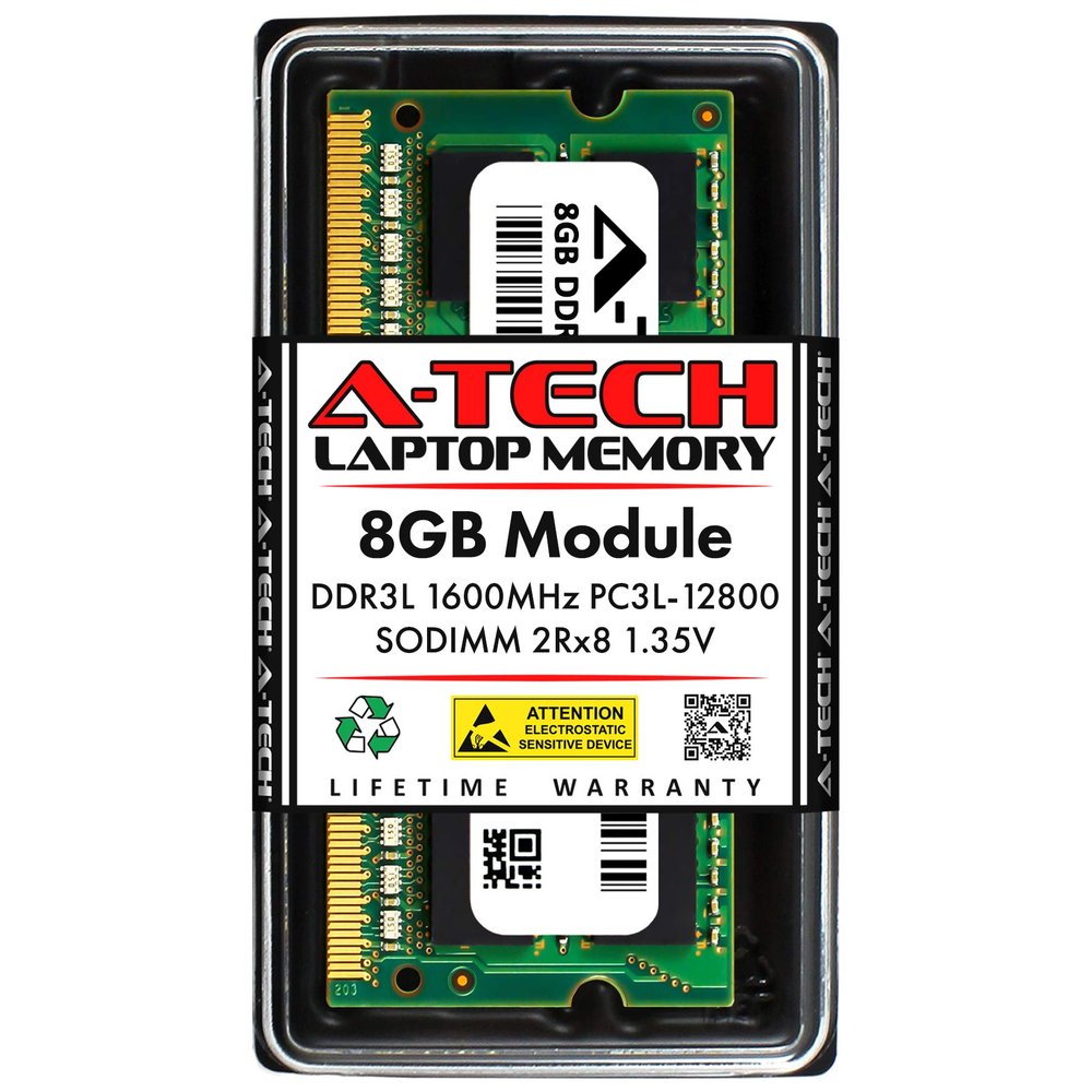A-Tech 8GB RAM Replacement for Lenovo 03T7118 | DDR3/DDR3L 1600MHz PC3L-12800 2Rx8 1.35V SODIMM 204-Pin Memory Module