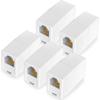 NECABLES 5Pack RJ11 Coupler Phone Line Connector Telephone Cord Adapter RJ11 6P4C Female to Female for Landline Phone and Fax White view 1