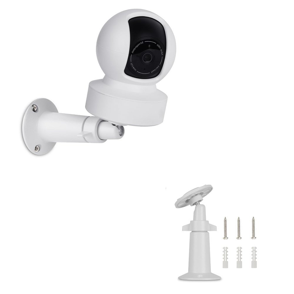 360 Adjustable Wall Mount Compatible with Kasa Indoor Pan/Tilt Smart Security Camera/Kasa 2K QHD Camera Pan/TP-Link Tapo C200, Rustproof Aluminum Alloy Security Bracket White(Not Included Camera)