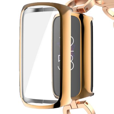NINKI Compatible Fitbit Luxe Case, Rose Gold, Full Coverage Soft TPU Protector