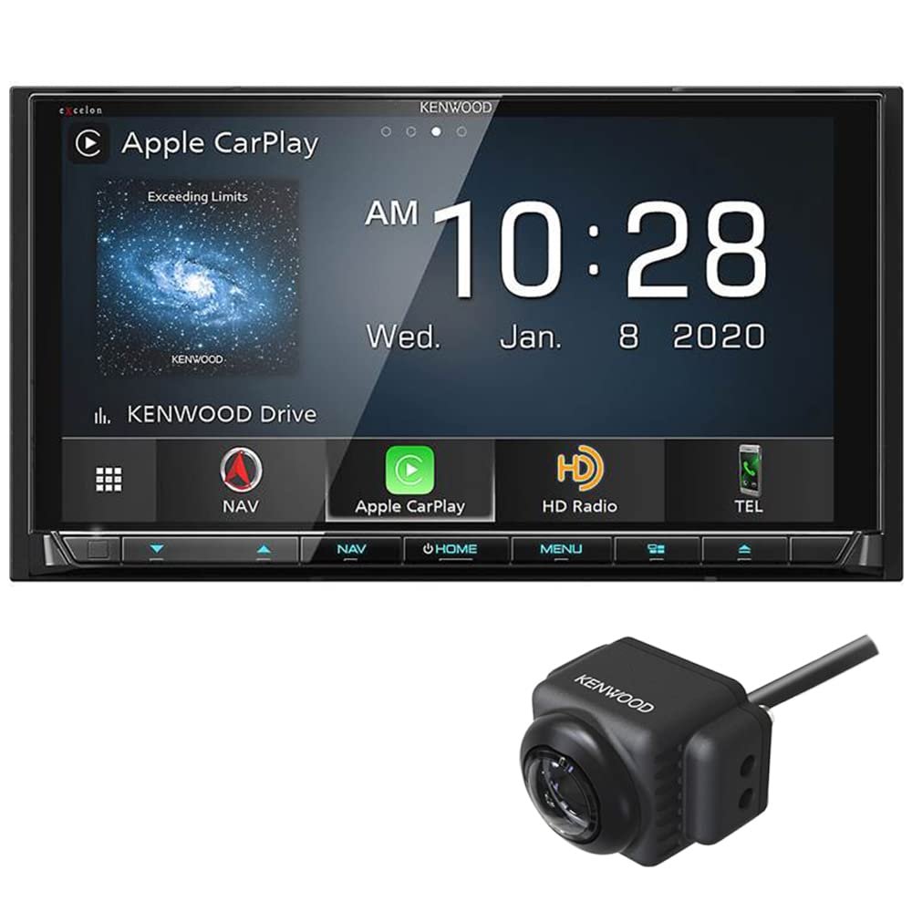 Kenwood Excelon DNX997XR 6.8" Capacitive Touch Panel Navigation DVD Receiver with Bluetooth & HD Radio | High Definition Display | with Apple CarPlay and Android Auto | Plus CMOS-740HD Back Up Camera