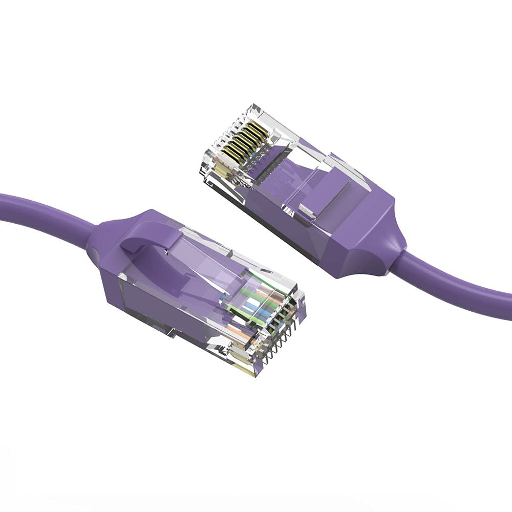 0.5ft (0.2M) Cat.6 28AWG Slim Ethernet Network Cable 0.5 Feet (0.2 Meters) Gigabit LAN Network Cable RJ45 High Speed Patch Cable, Purple (3 Pack)