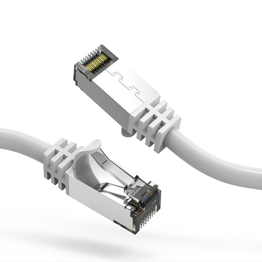 0.5ft (0.2M) Cat.8 S/FTP Ethernet Network Cable 26AWG 0.5 Feet (0.2 Meters) Gigabit LAN Network Cable RJ45 High Speed Patch Cable, White (8 Pack)