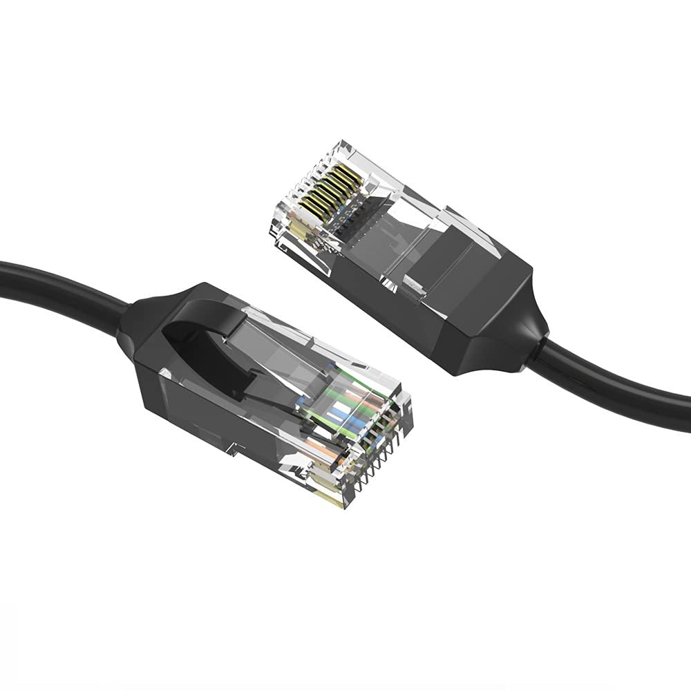 0.5ft (0.2M) Cat.6 28AWG Slim Ethernet Network Cable 0.5 Feet (0.2 Meters) Gigabit LAN Network Cable RJ45 High Speed Patch Cable, Black (20 Pack)