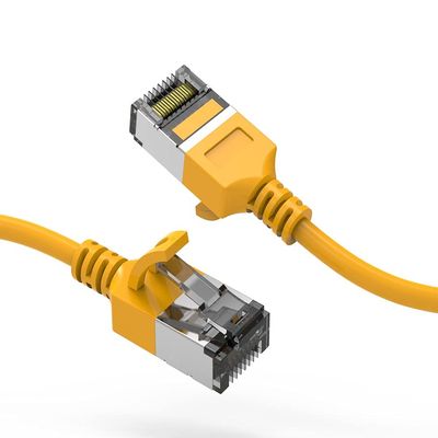 0.5ft (0.2M) Cat.8 U/FTP Slim Ethernet Network Cable 30AWG 0.5 Feet (0.2 Meters) Gigabit LAN Network Cable RJ45 High Speed Patch Cable, Yellow (3 Pack)
