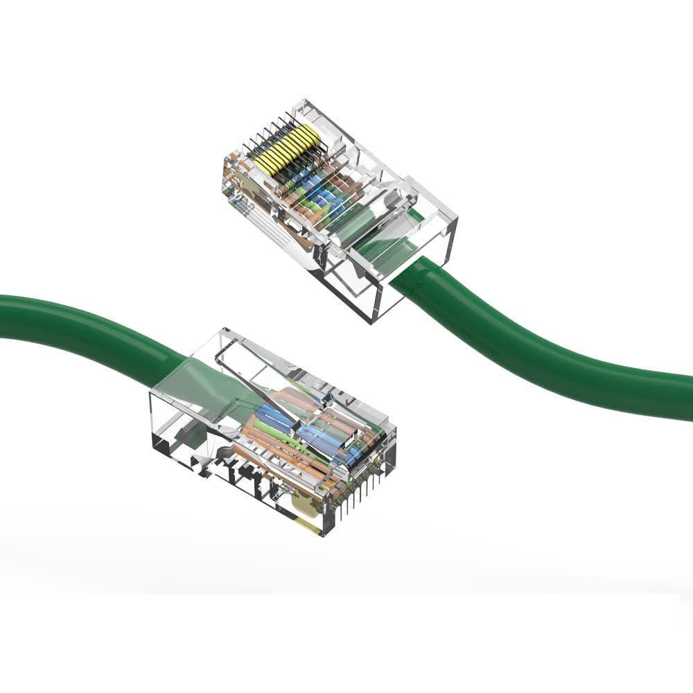 1.5ft (0.5M) Cat6 UTP Ethernet Network Non Booted Cable 1.5 Feet (0.5 Meters) Gigabit LAN Network Cable RJ45 High Speed Patch Cable, Green (2 Pack)