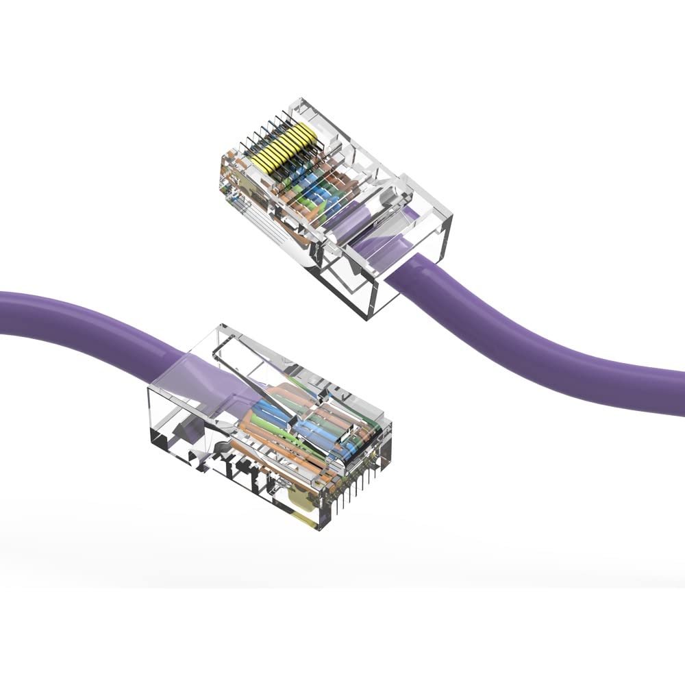 0.5ft (0.2M) Cat6 UTP Ethernet Network Non Booted Cable 0.5 Feet (0.2 Meters) Gigabit LAN Network Cable RJ45 High Speed Patch Cable, Purple (3 Pack)