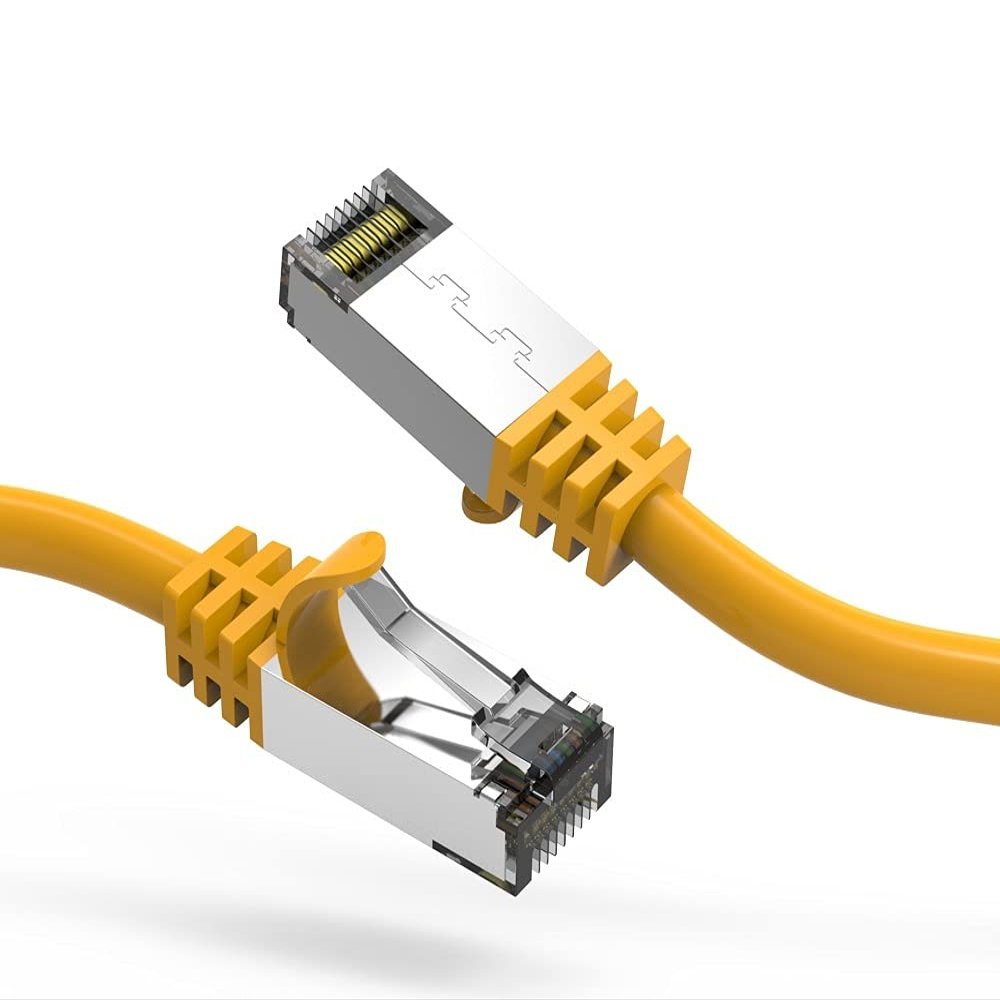 0.5ft (0.2M) Cat.8 S/FTP Ethernet Network Cable 26AWG 0.5 Feet (0.2 Meters) Gigabit LAN Network Cable RJ45 High Speed Patch Cable, Yellow (10 Pack)