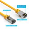 0.5ft (0.2M) Cat.8 S/FTP Ethernet Network Cable 26AWG 0.5 Feet (0.2 Meters) Gigabit LAN Network Cable RJ45 High Speed Patch Cable, Yellow (10 Pack) view 2