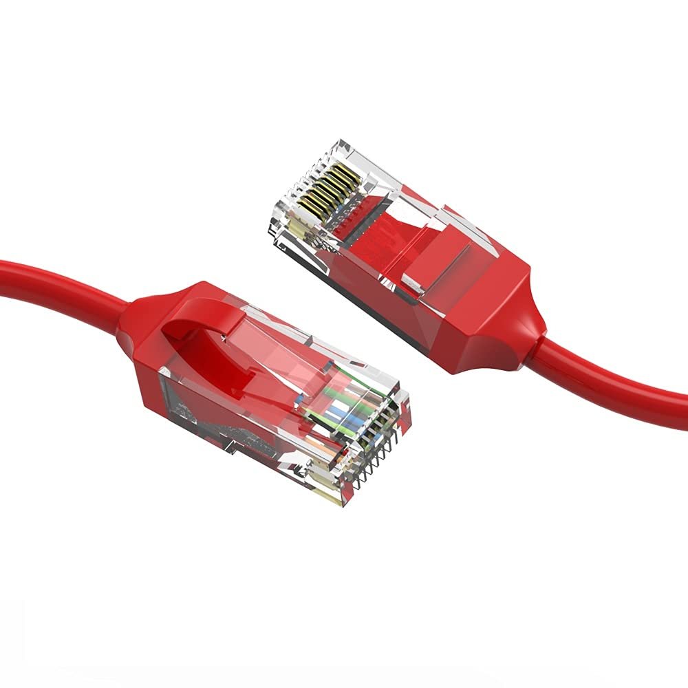 10ft (3M) Cat.6 28AWG Slim Ethernet Network Cable 10 Feet (3 Meters) Gigabit LAN Network Cable RJ45 High Speed Patch Cable, Red (4 Pack)