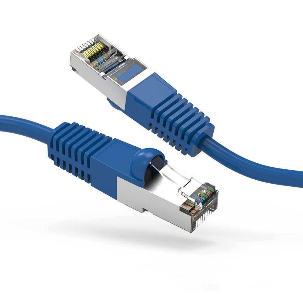 20ft (6.1M) Cat7 Shielded (SSTP) 600MHz Ethernet Network Booted Cable 20 Feet (6.1 Meters) Gigabit LAN Network Cable RJ45 High Speed Patch Cable, Blue (4 Pack)