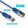 20ft (6.1M) Cat7 Shielded (SSTP) 600MHz Ethernet Network Booted Cable 20 Feet (6.1 Meters) Gigabit LAN Network Cable RJ45 High Speed Patch Cable, Blue (4 Pack) view 2