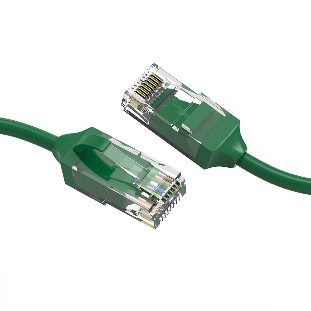 0.5ft (0.2M) Cat.6 28AWG Slim Ethernet Network Cable 0.5 Feet (0.2 Meters) Gigabit LAN Network Cable RJ45 High Speed Patch Cable, Green