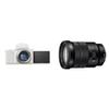 Sony Alpha ZV-E10 - APS-C Interchangeable Lens Mirrorless Vlog Camera - White + Sony SELP18105G E PZ 18-105mm F4 G OSS, Black view 1