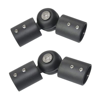 2 Pack Heavy Duty Curtain Rod Corner Connector, 19mm Stainless Steel Adjustable Hinged Elbow Connector for Bay Window Curtain Rods (Black)