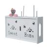 AWERQ Router Storage Box Wall Hanging, WiFi Storage Box White, Cable Storage Organizer Box, Floating Shelf for Cable Boxes/Routers/Remotes/DVD Players/Game Consoles, Wood Plastic view 1