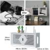 AWERQ Router Storage Box Wall Hanging, WiFi Storage Box White, Cable Storage Organizer Box, Floating Shelf for Cable Boxes/Routers/Remotes/DVD Players/Game Consoles, Wood Plastic view 2