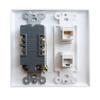 BOPLAT 20Amp Power Outlet with 2 CAT6 Ethernet Port - Double Gang Ethernet and Power Outlet Cover Plate with 2 CAT6 RJ45 Keystone Jack - White view 2