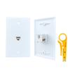 BOPLAT 2-Pack 1 Port CAT6 Ethernet Punch Down Wall Plate with Tool - 90 Degree Cat 6 RJ45 Jack Punchdown Cover Plate for CAT7/CAT6 Network Cable - White view 1