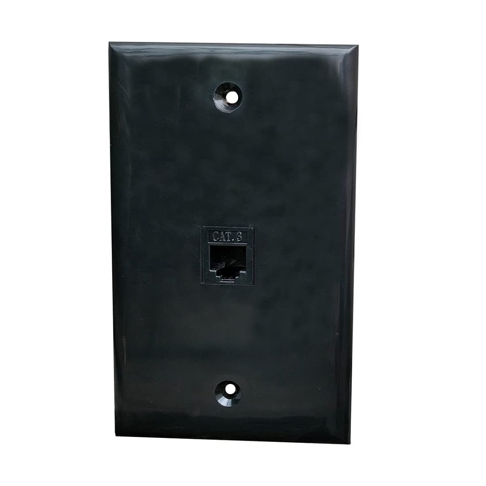 BOPLAT Phone Jack Wall Plate Black - 1 Port CAT3 RJ11/12 Telephone Cable Landline Outlet Cover Plate for Phone Line