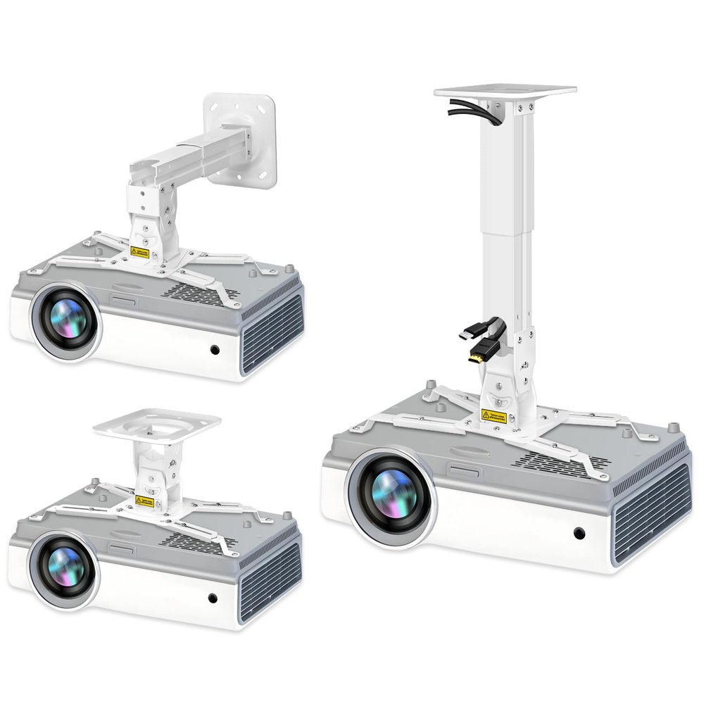 2-Be-Best Heavy Duty Projector Mount Max Load 45lbs / 21kg Extendable 11.4-15.3in / 29-39cm Projectors Ceiling Mount Universal Projector Mounts Angle Adjustable Strong White