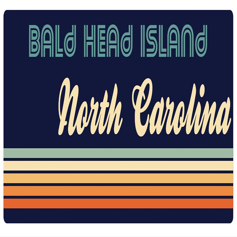 Bald Head Island North Carolina 2.5 x 1.25-Inch Vinyl Decal Sticker Retro Design