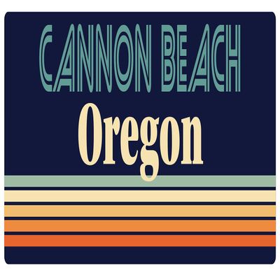 Cannon Beach Oregon 2.5 x 1.25-Inch Vinyl Decal Sticker Retro Design
