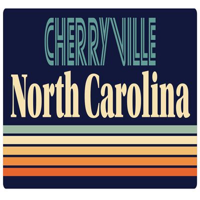 Cherryville North Carolina 2.5 x 1.25-Inch Vinyl Decal Sticker Retro Design