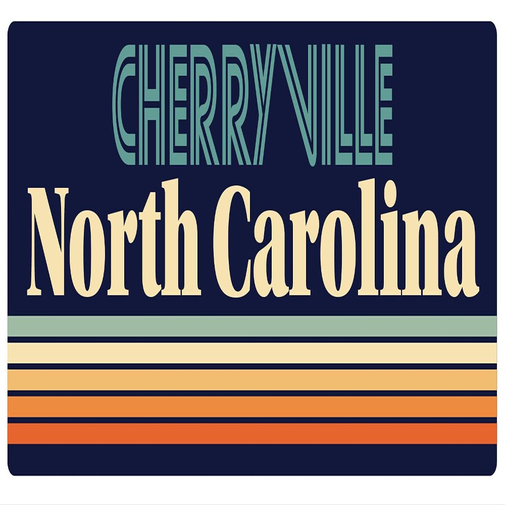 Cherryville North Carolina 2.5 x 1.25-Inch Vinyl Decal Sticker Retro Design