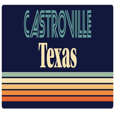Castroville Texas 2.5 x 1.25-Inch Vinyl Decal Sticker Retro Design