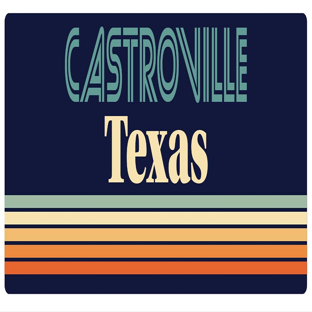 Castroville Texas 2.5 x 1.25-Inch Vinyl Decal Sticker Retro Design