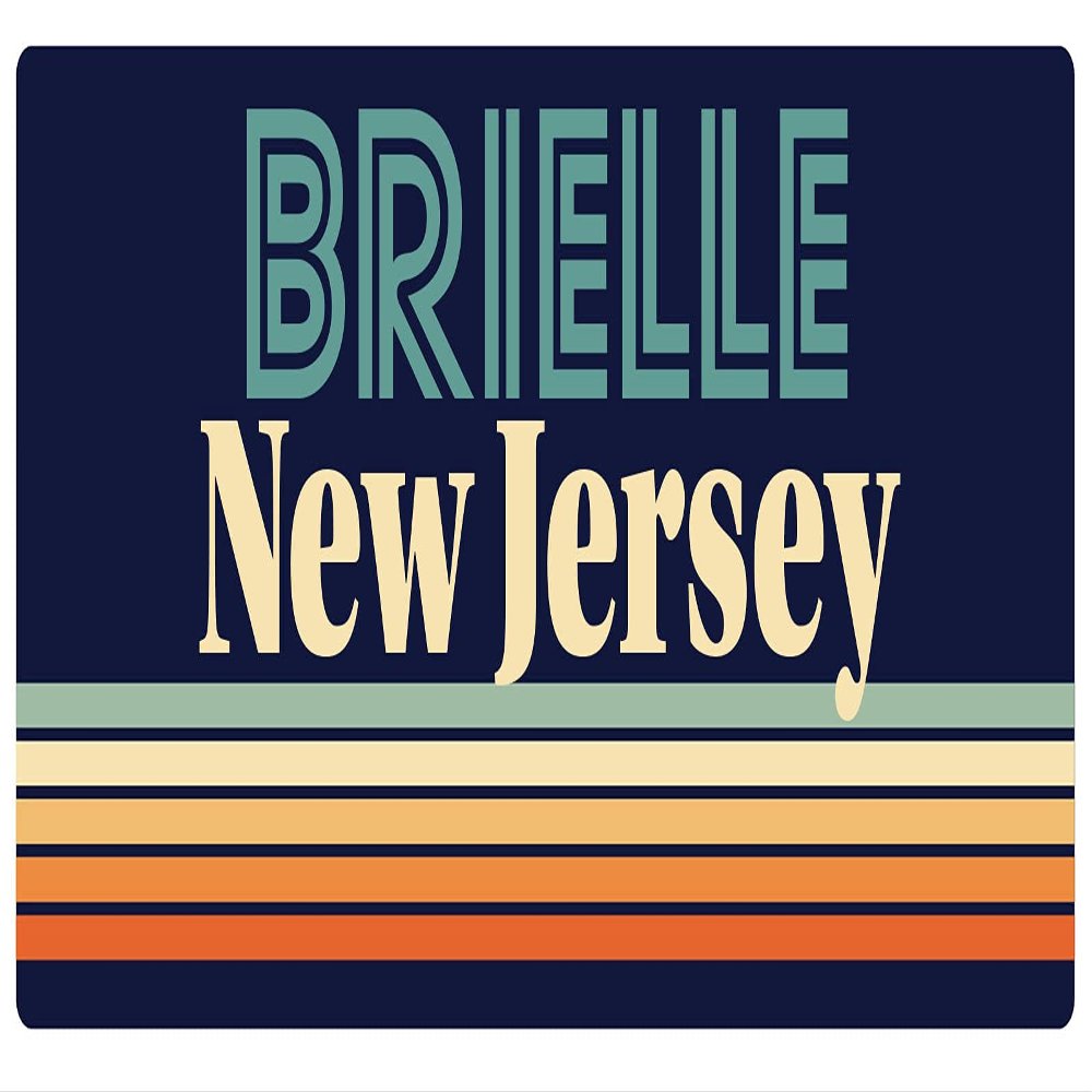 Brielle New Jersey 2.5 x 1.25-Inch Vinyl Decal Sticker Retro Design