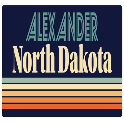 Alexander North Dakota 2.5 x 1.25-Inch Vinyl Decal Sticker Retro Design