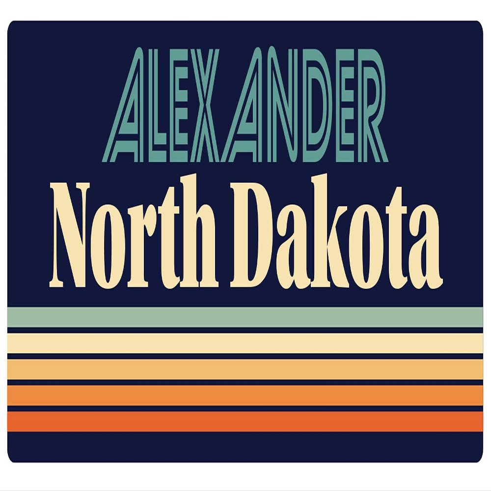 Alexander North Dakota 2.5 x 1.25-Inch Vinyl Decal Sticker Retro Design