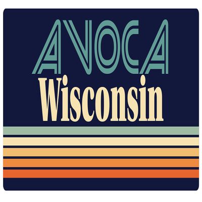 Avoca Wisconsin 2.5 x 1.25-Inch Vinyl Decal Sticker Retro Design