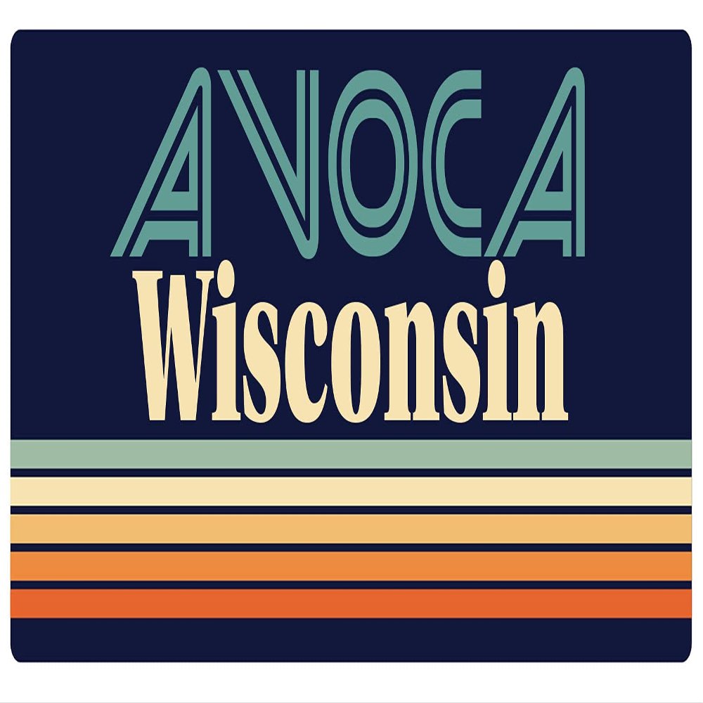 Avoca Wisconsin 2.5 x 1.25-Inch Vinyl Decal Sticker Retro Design