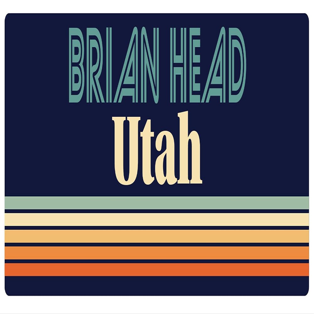 Brian Head Utah 2.5 x 1.25-Inch Vinyl Decal Sticker Retro Design