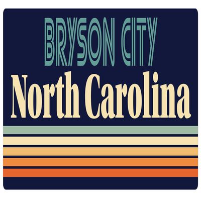 Bryson City North Carolina 2.5 x 1.25-Inch Vinyl Decal Sticker Retro Design