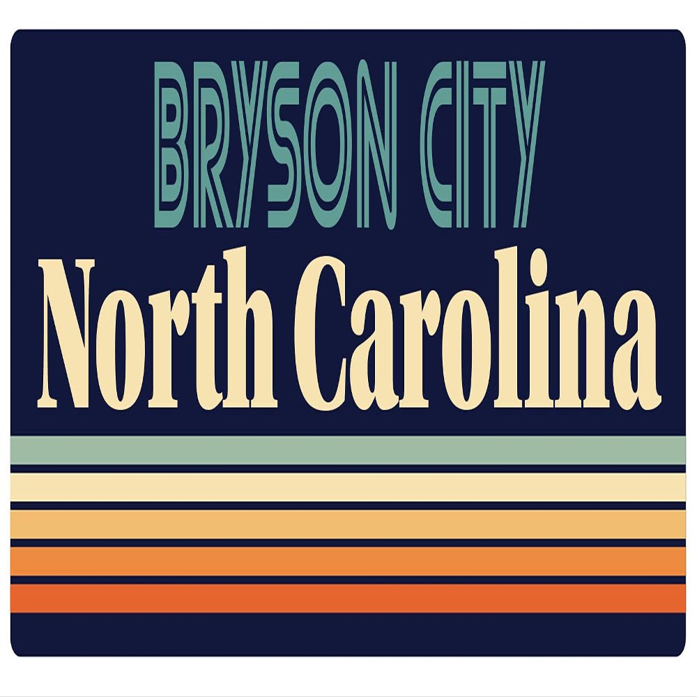 Bryson City North Carolina 2.5 x 1.25-Inch Vinyl Decal Sticker Retro Design